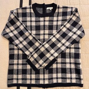 Madewell crewneck plaid button back sweater